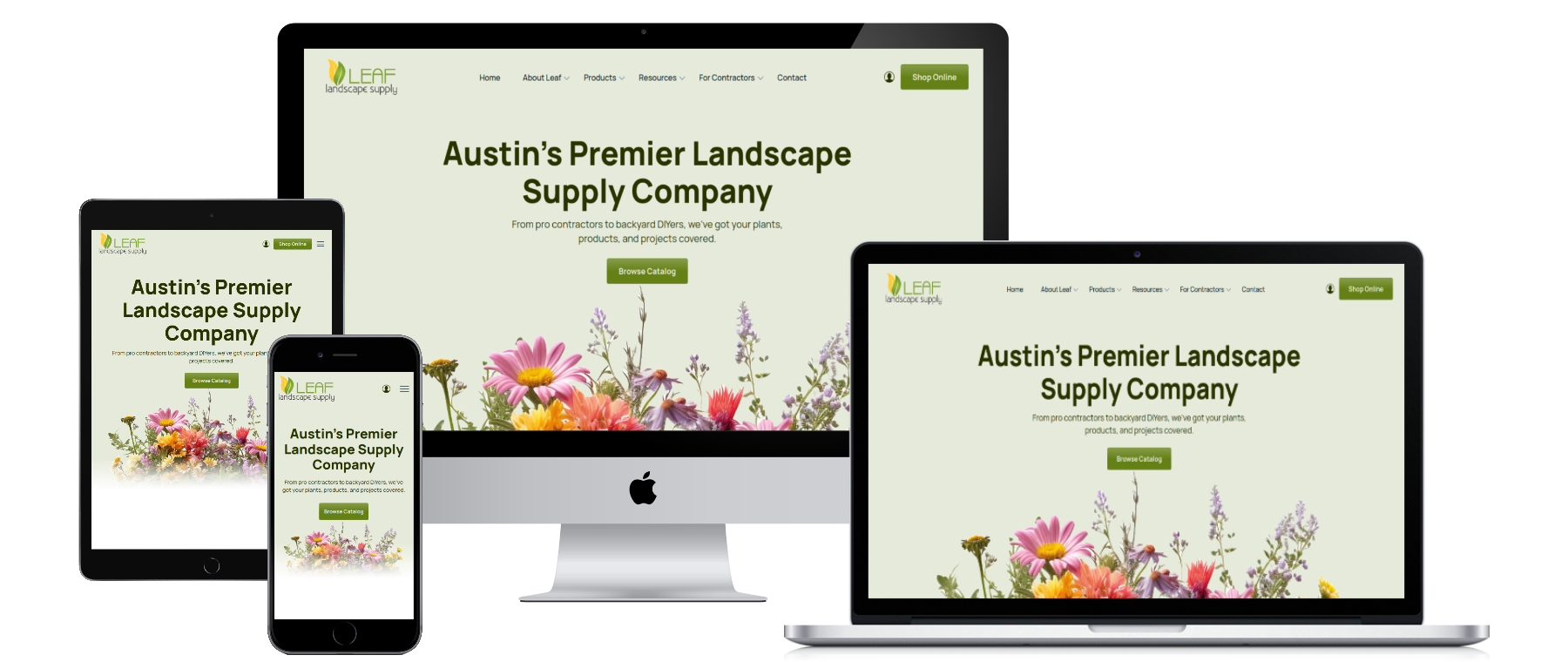 Leaf Landscape Supply website